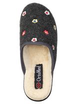 Gef&uuml;tterte Damen-Hausschuhe, mit Schurwolle ANTHRAZIT