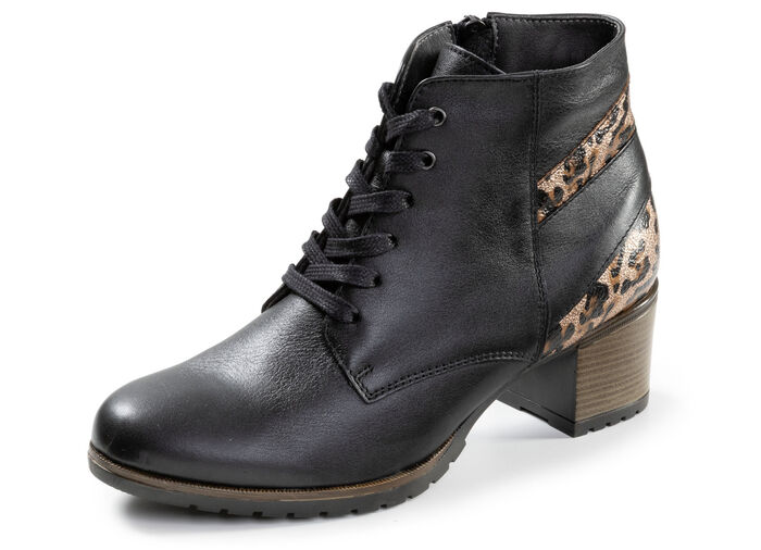 ELENA EDEN, trendige Damen-Stiefeletten, Weite G, mit herausnehmbarem Fussbett SCHWARZ-BRAUN