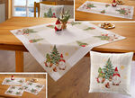 Tischdecke mit weihnachtlichem Wichtel-Dessin NATUR-BUNT