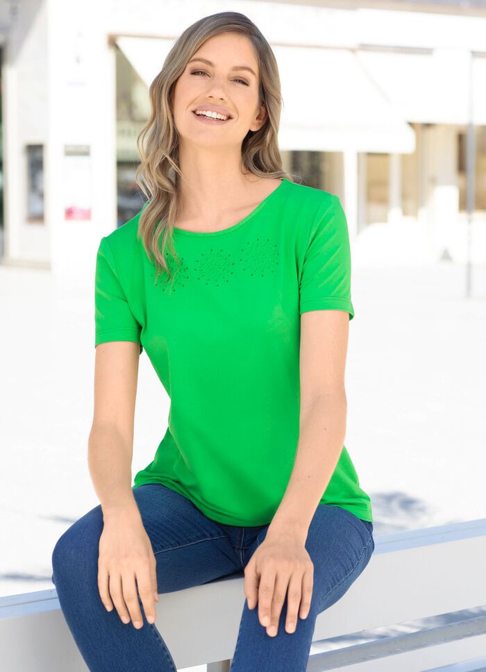 Shirt mit sch&ouml;ner Stickerei in 2 Farben GR&Uuml;N