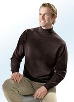 Rollkragenpullover in 3 Farben mit Rippenstrick-Abschlüssen BRAUN MELIERT