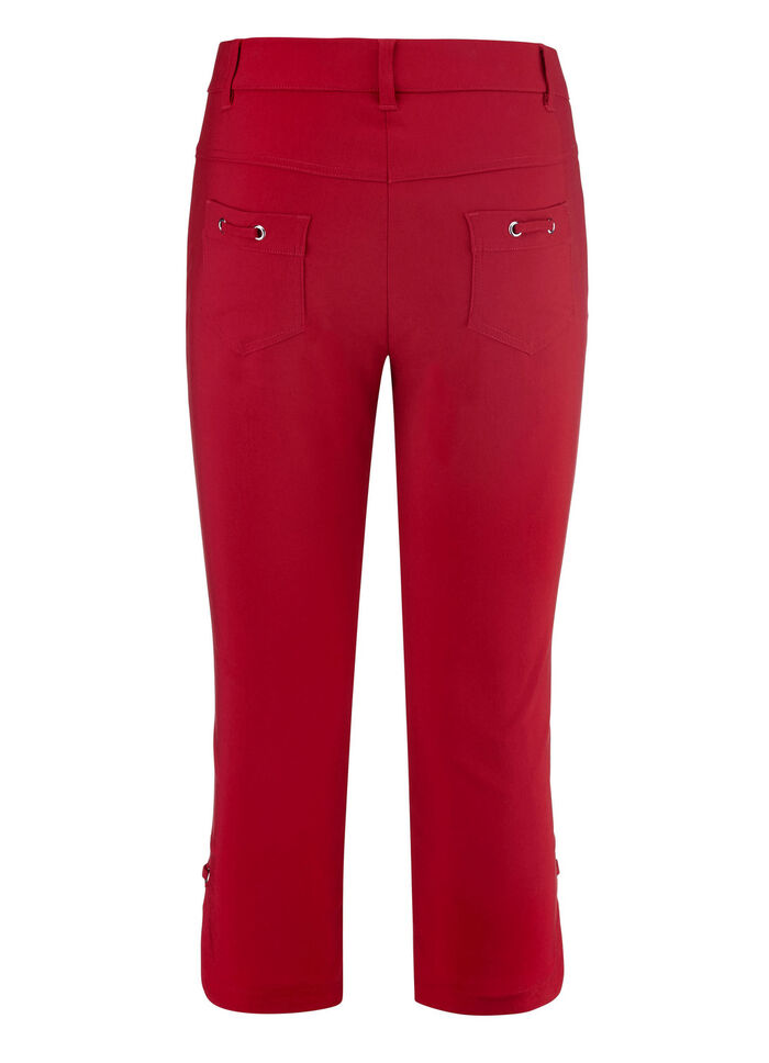 Caprihose mit abgerundeten Schlitzen an den Beinabschlüssen 