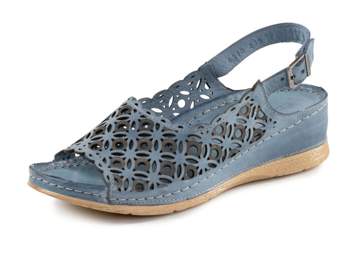 Gemini Sandale aus perforiertem, geprägtem Nappaleder JEANS