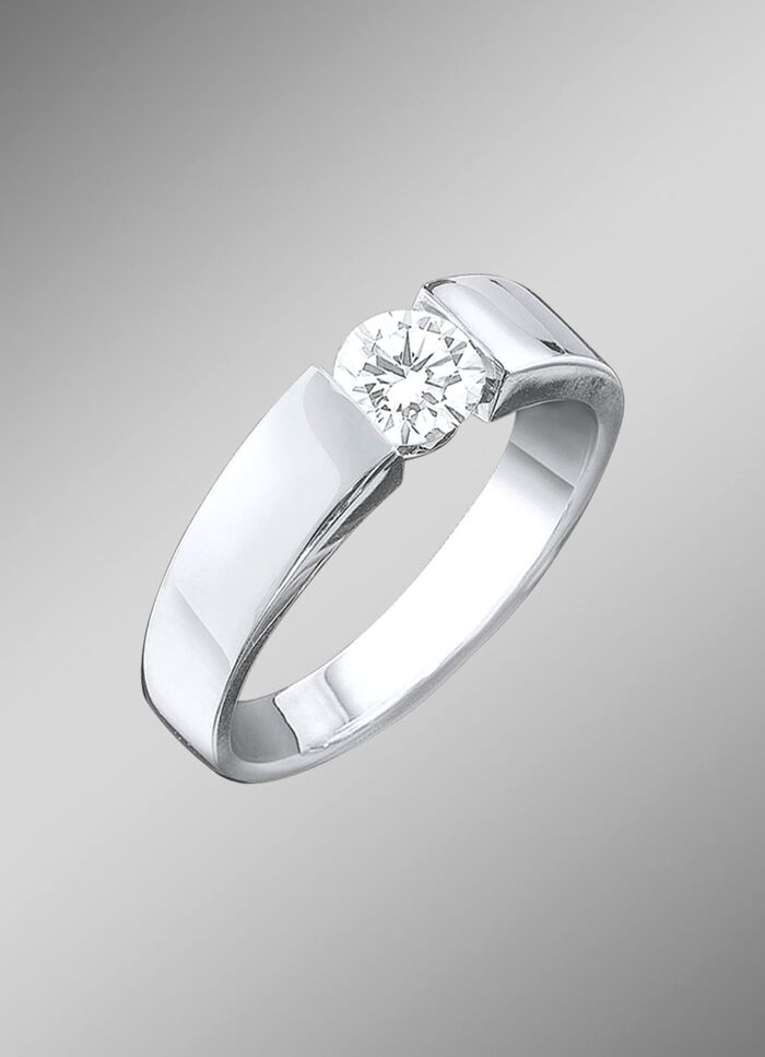 Exquisiter Damenring in Weissgold mit Brillant 