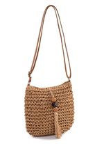 Sommerliche Tasche, Damen, mit verstellbarem Umh&auml;ngeriemen NATURBRAUN