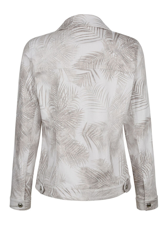 Jeansblazer mit tonigem Blätterdruck 