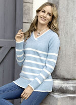 Pullover in flauschiger Qualität BLAU MELIERT-WEISS
