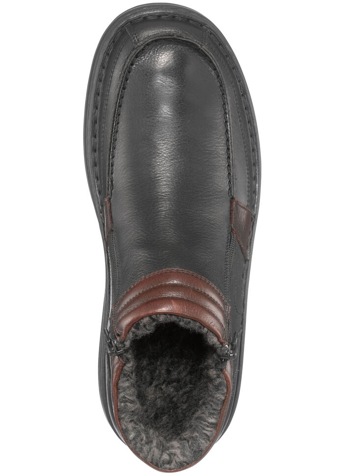 GINO GALANTE, gefütterte Herren-Boots, Winterschuhe, mit herausnehmbarem Fussbett SCHWARZ-BURGUND