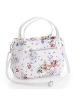 «Laurina»-Tasche aus Kalbleder mit floralem Druck WEISS-MULTICOLOR