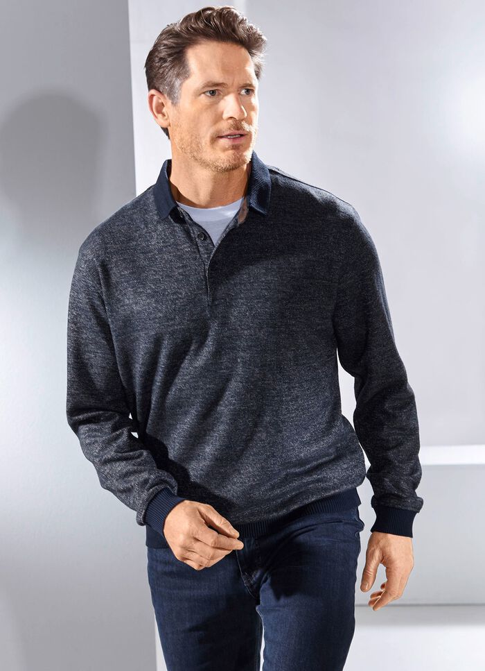 Poloshirt mit Strickkragen 