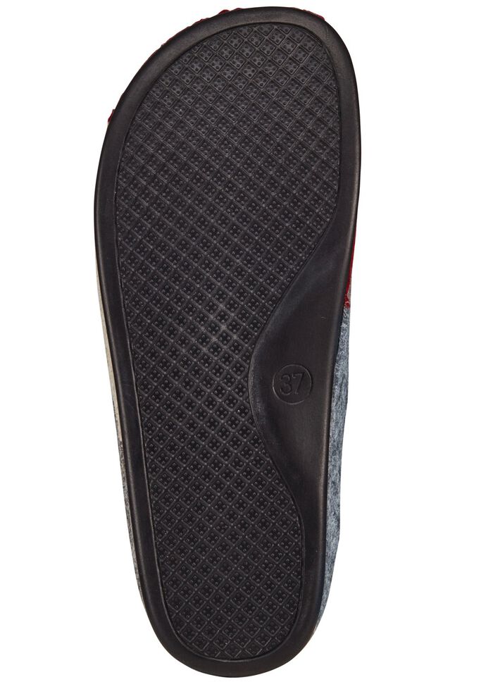 Laurina, klassische Damen-Hausschuhe, Weite H, mit anatomisch geformtem Fussbett GRANATROT-ECRU-GRAU