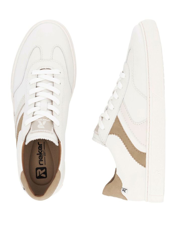 Rieker Sneaker aus weichem Nappaleder WEISS-CAMEL