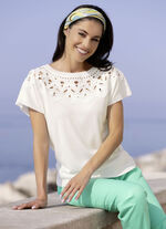 Pulli in Materialmix mit Spitze ECRU