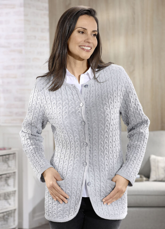 Strickjacke mit Schurwolle GRAU