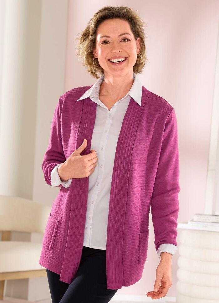 Strickjacke mit Streifenstruktur 