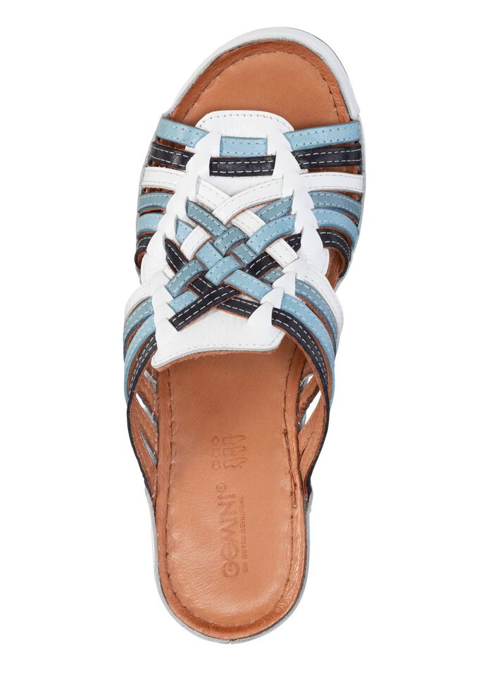 Gemini Pantolette mit raffinerten Flechtriemchen WEISS-BLAU