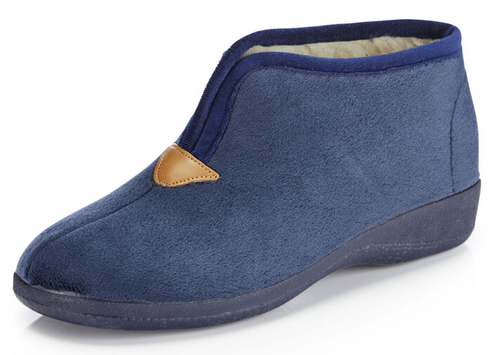 Laurina Hausschuh aus samtigen Textilmaterial BLAU