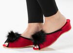 ELENA EDEN, schicke Damen-Pantoletten, Weite G, mit Kunstfellpompon 