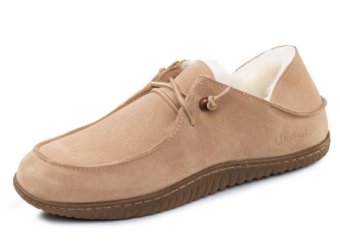 Gef&uuml;tterte Herren-Slipper, Winterschuhe, mit Lammfell BEIGE