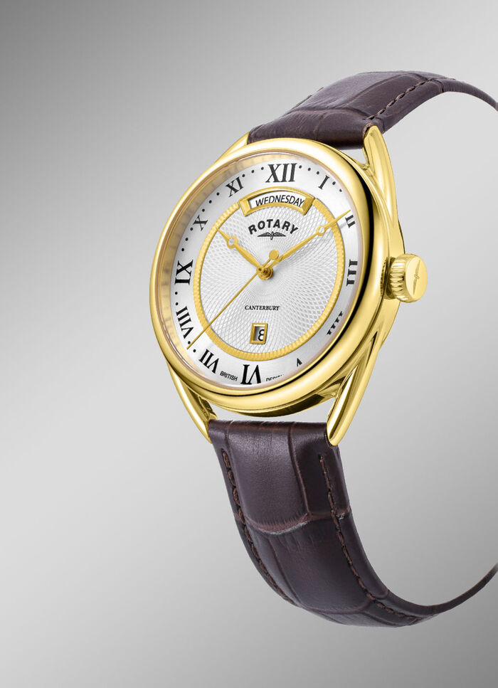 Rotary Quartz-Herrenuhr mit Lederband 
