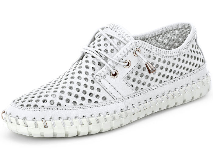 Gemini, sommerliche Damen-Schnürschuhe, Weite G, mit herausnehmbarem Fussbett WEISS