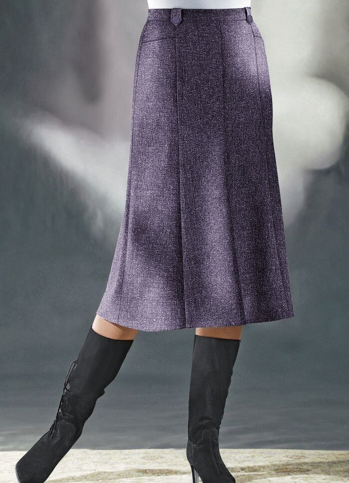 Bahnenrock  in Tweed mit Boucle-Effektgarn BROMBEER MEL.