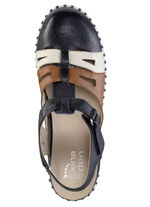 ELENA EDEN Sandale aus genarbtem Nappaleder MARINE-BUNT