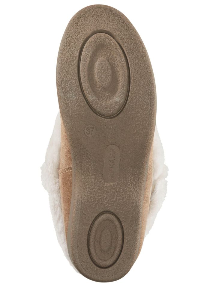 ELENA EDEN Hausschuh mit echtem Lammfellfutter TAUPE-ECRU