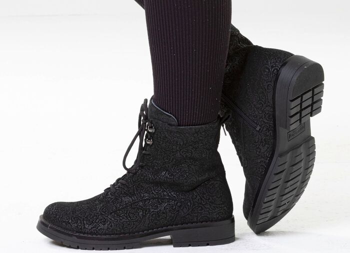 Waldl&auml;ufer, bequeme Damen-Stiefeletten, Weite G, mit herausnehmbarem Fussbett SCHWARZ