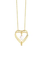 Herz-Anh&auml;nger mit S&uuml;sswasser-Zuchtperle und Ankerkette 