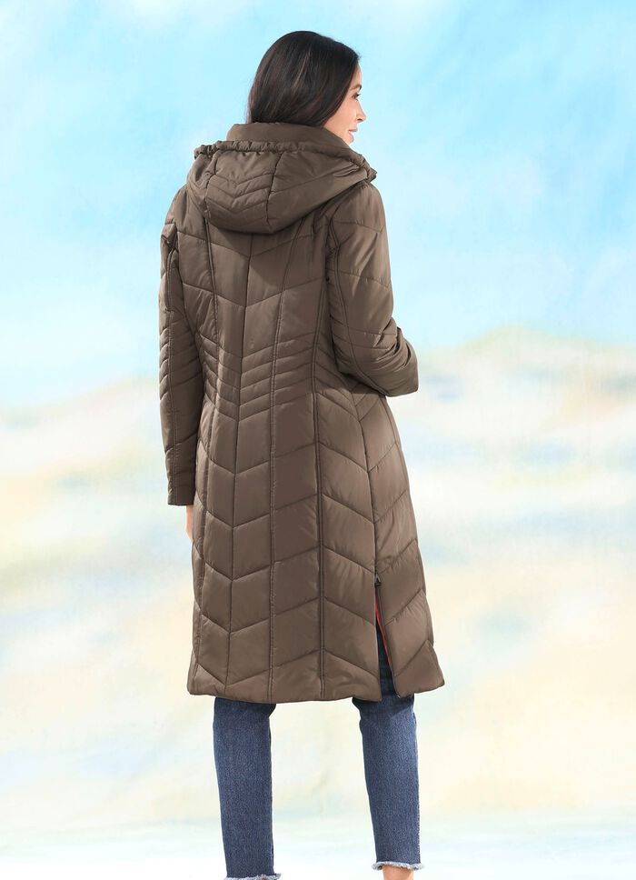 Mantel mit Rei&szlig;verschluss-Seitenschlitzen KAFFEEBRAUN