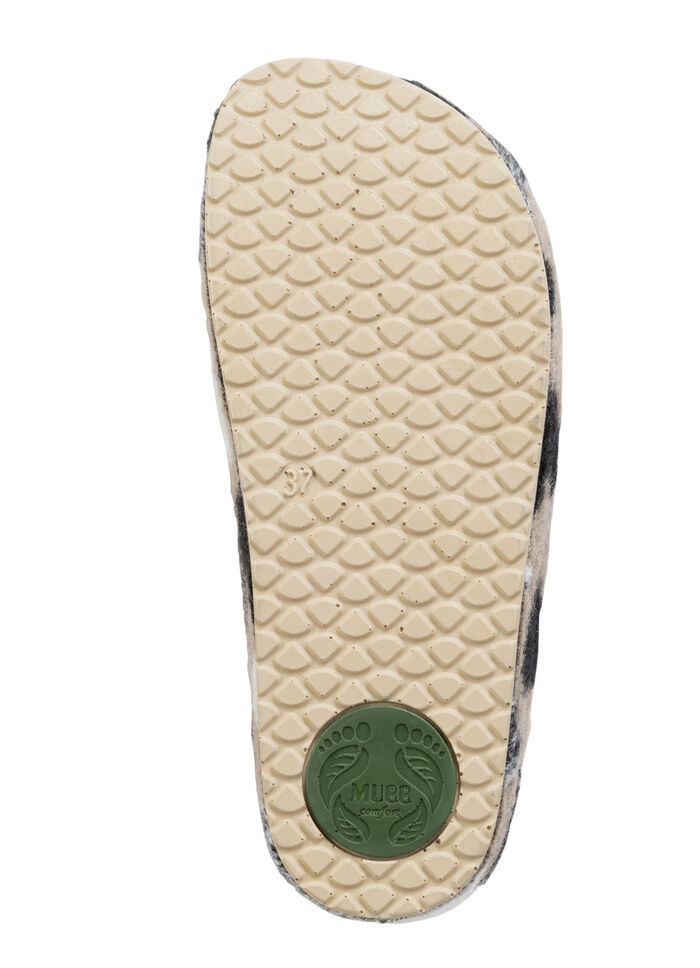 Mubb Wollfilz-Pantoffel mit frechem Herzchen-Dessin BEIGE-SCHWARZ