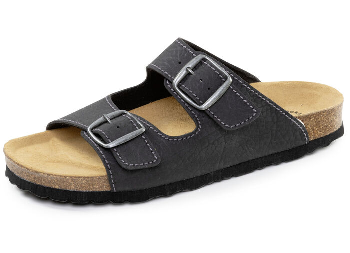 Klassische Herren-Pantoletten, mit verstellbaren Schliessen ANTHRAZIT