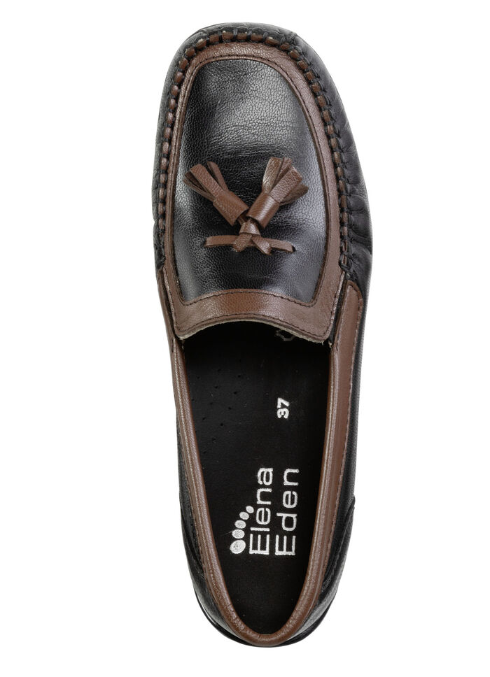 ELENA EDEN, klassische Damen-Slipper, mit herausnehmbarem Fussbett SCHWARZ-BRAUN