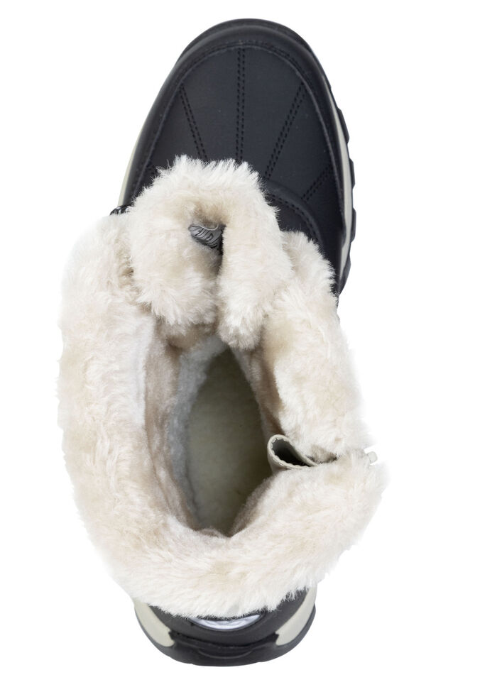 Gefütterte Damen-Stiefel, Winterschuhe, mit Reissverschluss ECRU-SCHWARZ