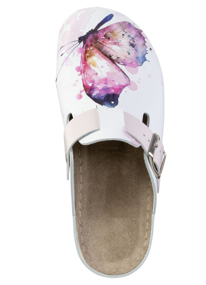 ELENA EDEN Clog mit hübschem Schmetterlings-Druck WEISS-BUNT