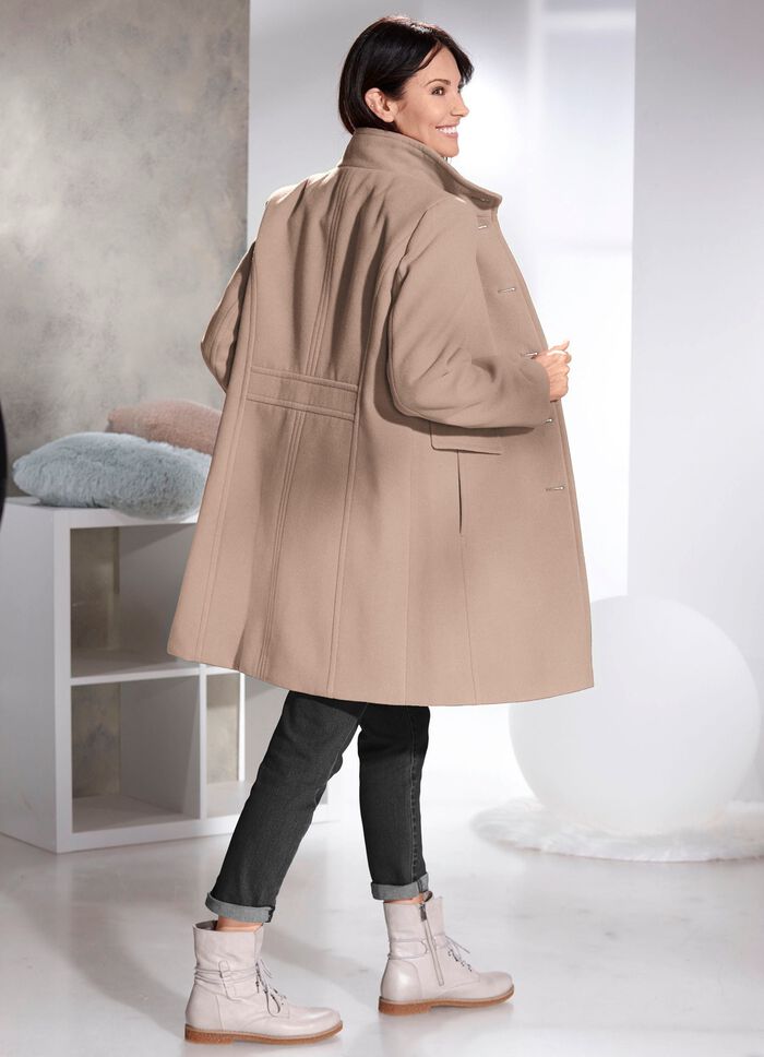 Kurzmantel mit Nahttaschen HELLBRAUN