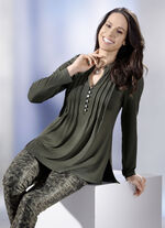 Shirt-Tunika mit Schmuckknopfleiste OLIV