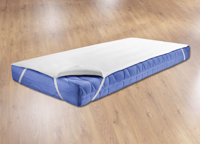 Pflegeleichte und strapazierf&auml;hige Molton-Matratzen-Auflage WEISS