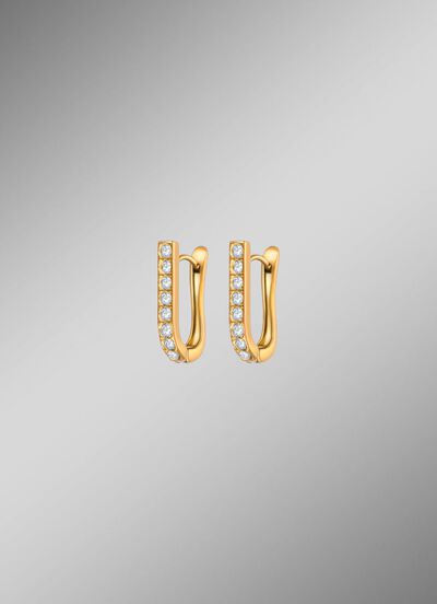 Stilvolle Klappcreolen aus Edelstahl mit Kristallen 