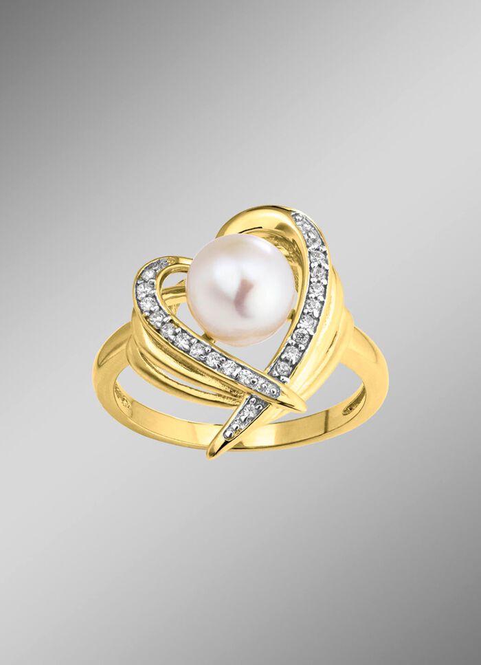 Vergoldeter Damenring mit S&uuml;sswasser-Zuchtperle 