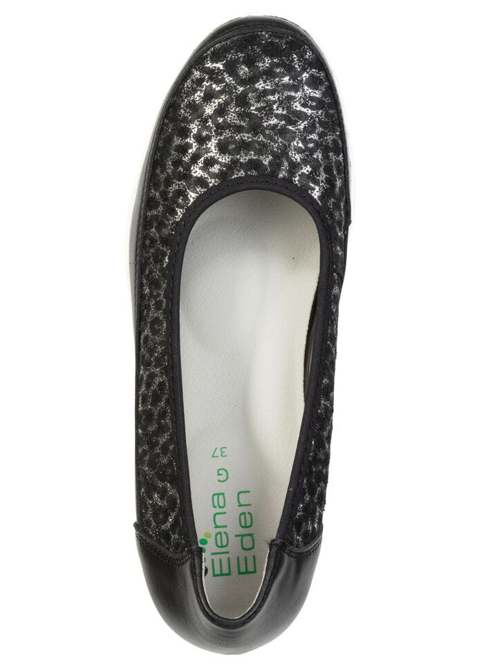 ELENA EDEN, bequeme Damen-Ballerinas, Weite G, mit herausnehmbarem Fussbett SCHWARZ