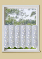 Kurzvorhang mit filigran gesticktem Blätterdessin 