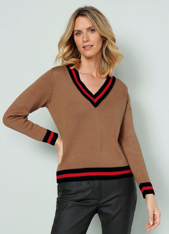 Pullover mit Kontrastringeln 