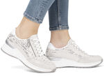 Rieker Schnür-Sneaker aus bedrucktem Synthetikmaterial HELLGRAU-SILBER
