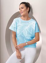 Pullover aus reiner Baumwolle HELLBLAU-CREME