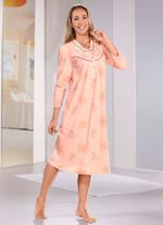 Wadenlanges Nachthemd mit Knopfleiste und langen &Auml;rmeln 