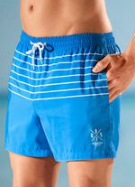 Badeshorts mit Streifendessin, Microfaser BLAU-WEISS
