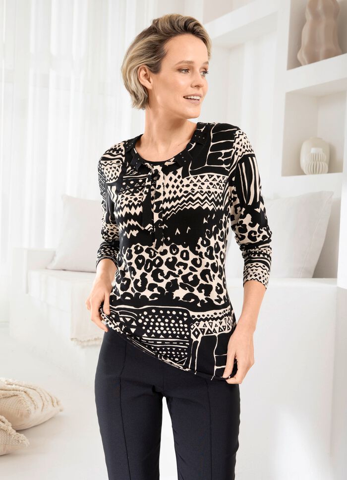 Shirt mit strassverzierten Blenden 