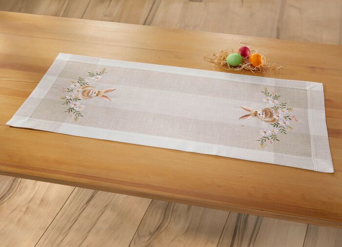 Bestickte Tisch- und Raumdekoration mit Osterhasen-Motiv SEKT-BUNT